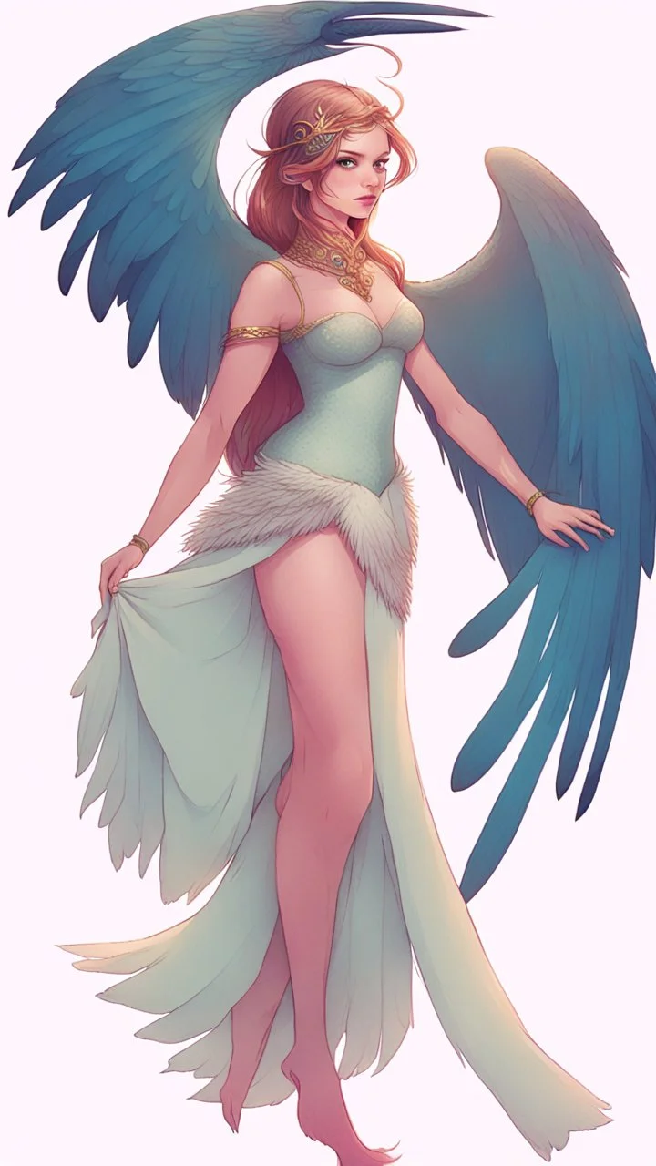 a beautiful princess turned into a half-woman, half-bird creature