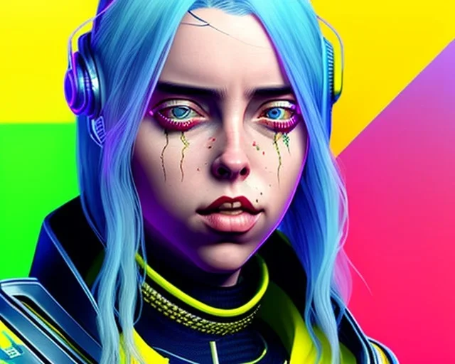 Billie Eilish, in stockings, cyberpunk2077