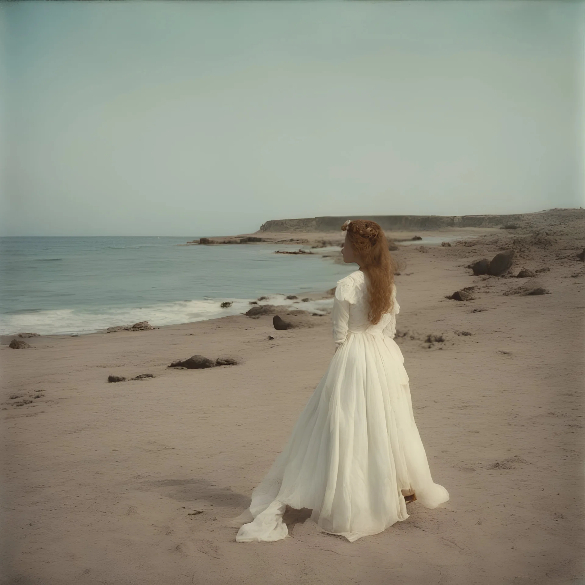 Sunny day, autochrome, tatiana romanov on the beach