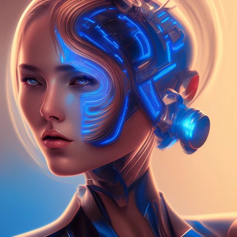 cyberblue, head, woman, portrai, tron