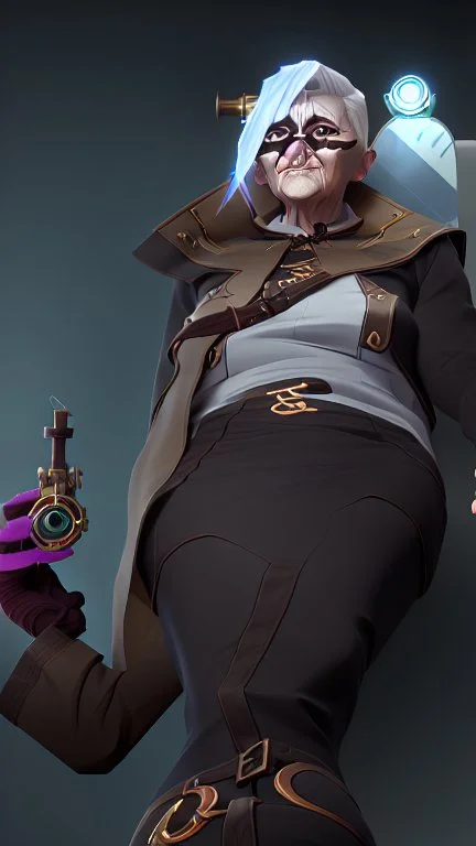 An old woman with white hair and an eye patch