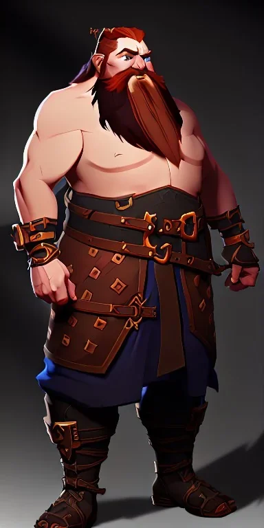 A high detail, high definition full body dungeons and dragons character design of a dwarf male warrior who has a short but strong build, with a thick ginger beard, long ginger hair, and wearing mail armor with pauldrons