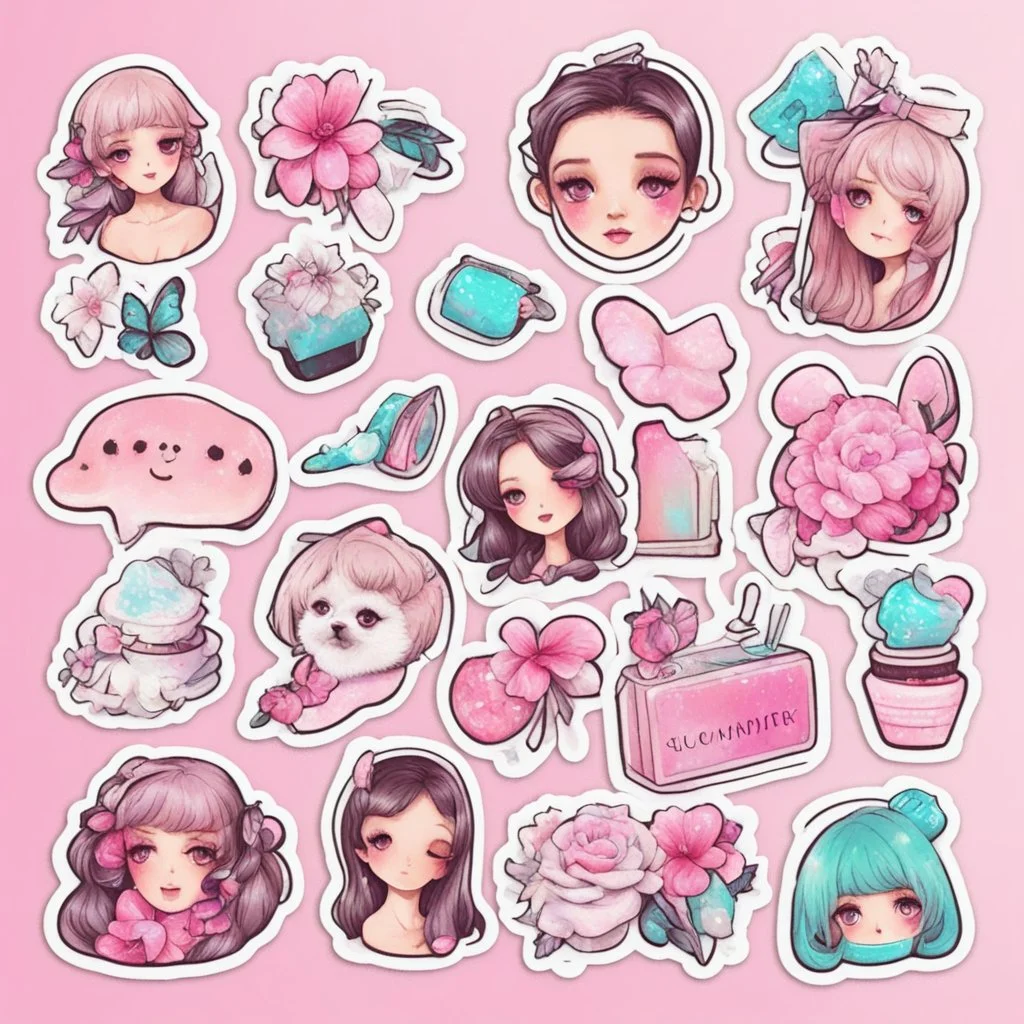 aesthetic girly stickers template