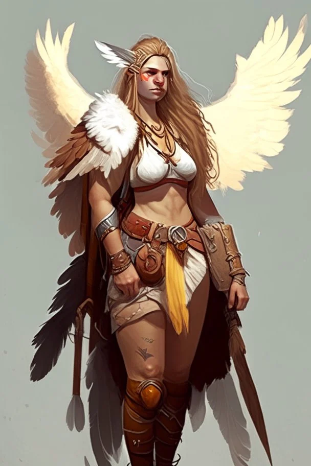 female aasimar barbarian wearing traveling clothes