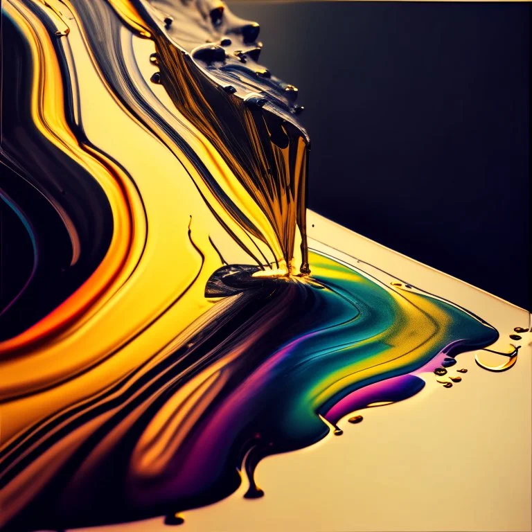 rainbow liquid painting pouring into a vinyl