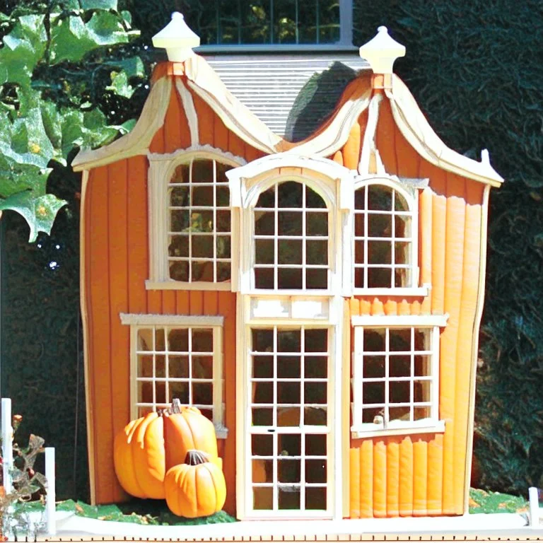 Pumpkin house with window, door, Balcony