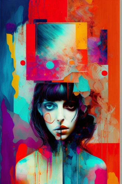 Abstract art lonely girl