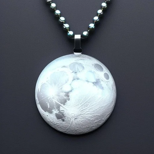 necklace with a simple, elegant design featuring a single, shimmering polyester in moon pendant