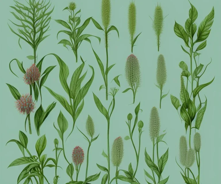 vector plants set illustration. watercolor white backdrop