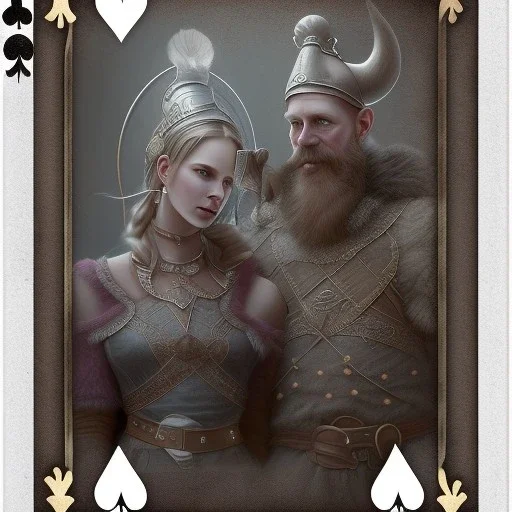 A viking and his wive playing cards on a table, scary, steam punk, realistic, made in octane, cinematic, ultra-realistic, extremely detailed octane rendering, 8K, VRAY Super Real ar 2:3, dof photorealistic futuristic 50mm lens hard lighting dark gray tintype photograph, realistic lighting, sepia color