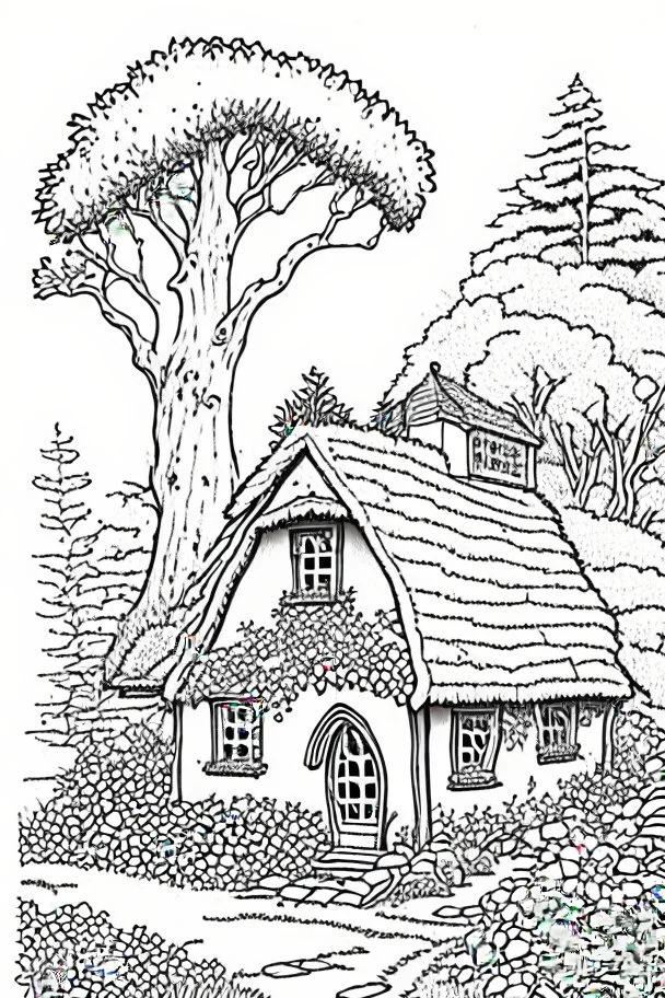 Cottage coloring page