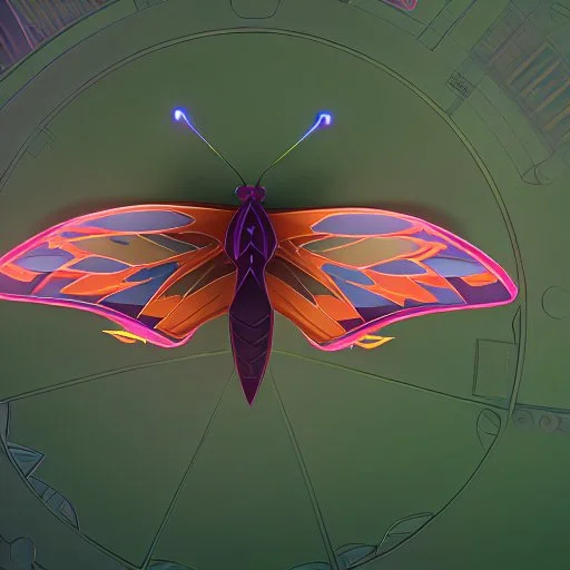 Vista aérea simétrica de un aeropuerto en forma de mariposa, espectacular, impactante, calidad ultra, maximalista, 8k 3D