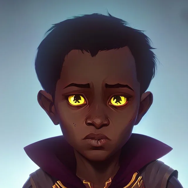 Portrait of a sweet dark skinned toddler warlock boy with dark hair