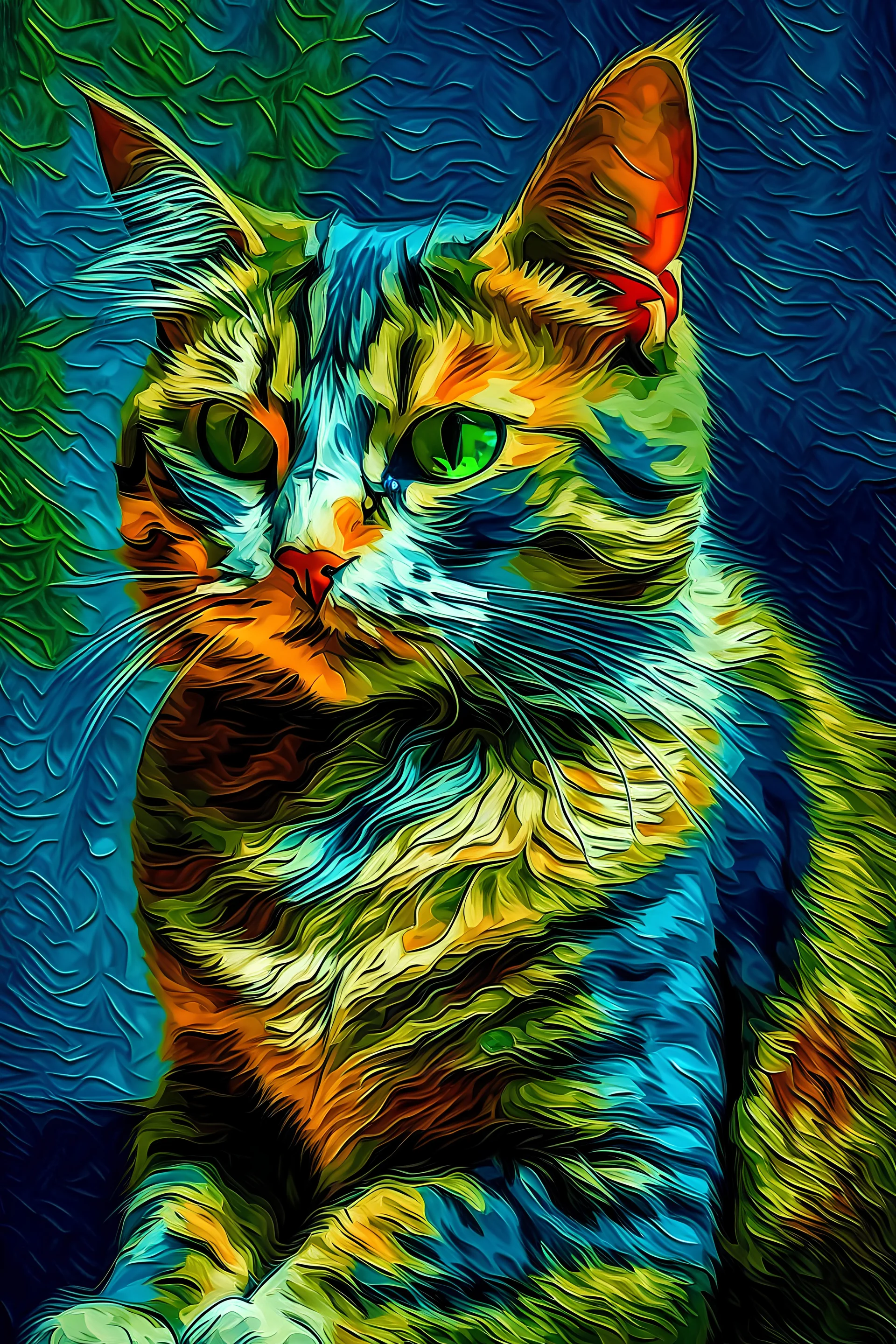 Kedi portesi, Van Gogh tarzında