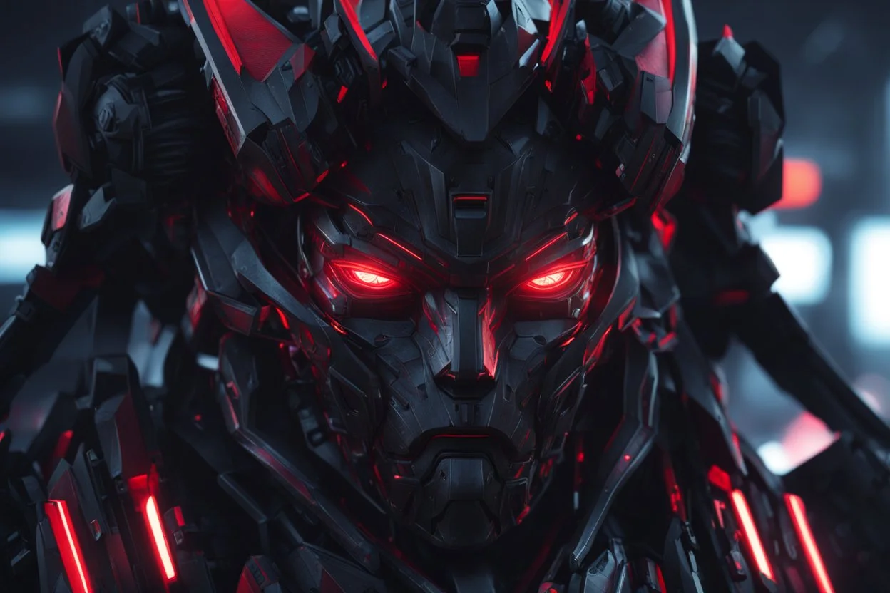 Cyber Machine in 4k realistic cg artstyle, samurai them, neon red details, full body, apocalypse, intricate details, highly detailed, high details, detailed portrait, masterpiece,ultra detailed,best quality