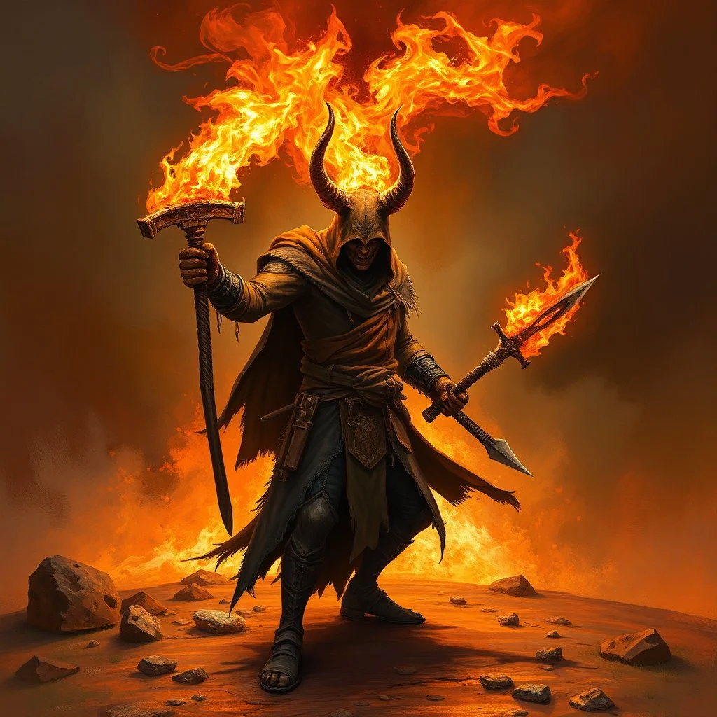 blaze the weak pyromancer devil bandit fantasy art