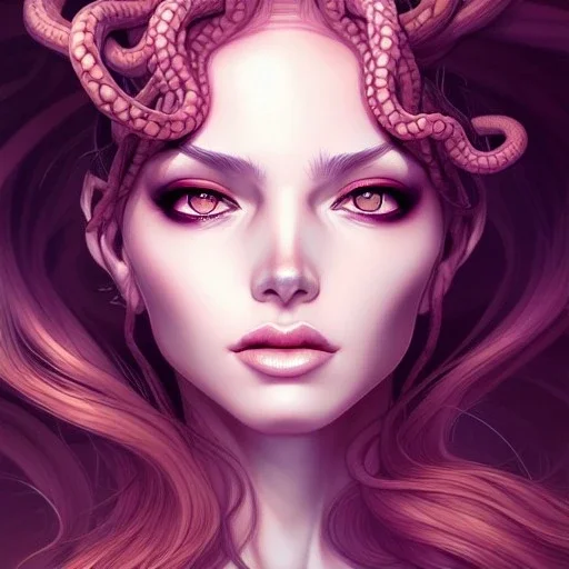 Medusa,com cabelos de serpente, olhos amarelos, hiper realista, hiper detalhado, corpo inteiro, vallejo, wlop, rossdraws, artgerm