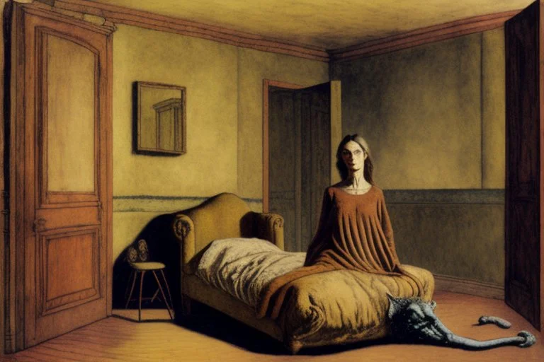 a chimera in a liminal room depicted by balthus