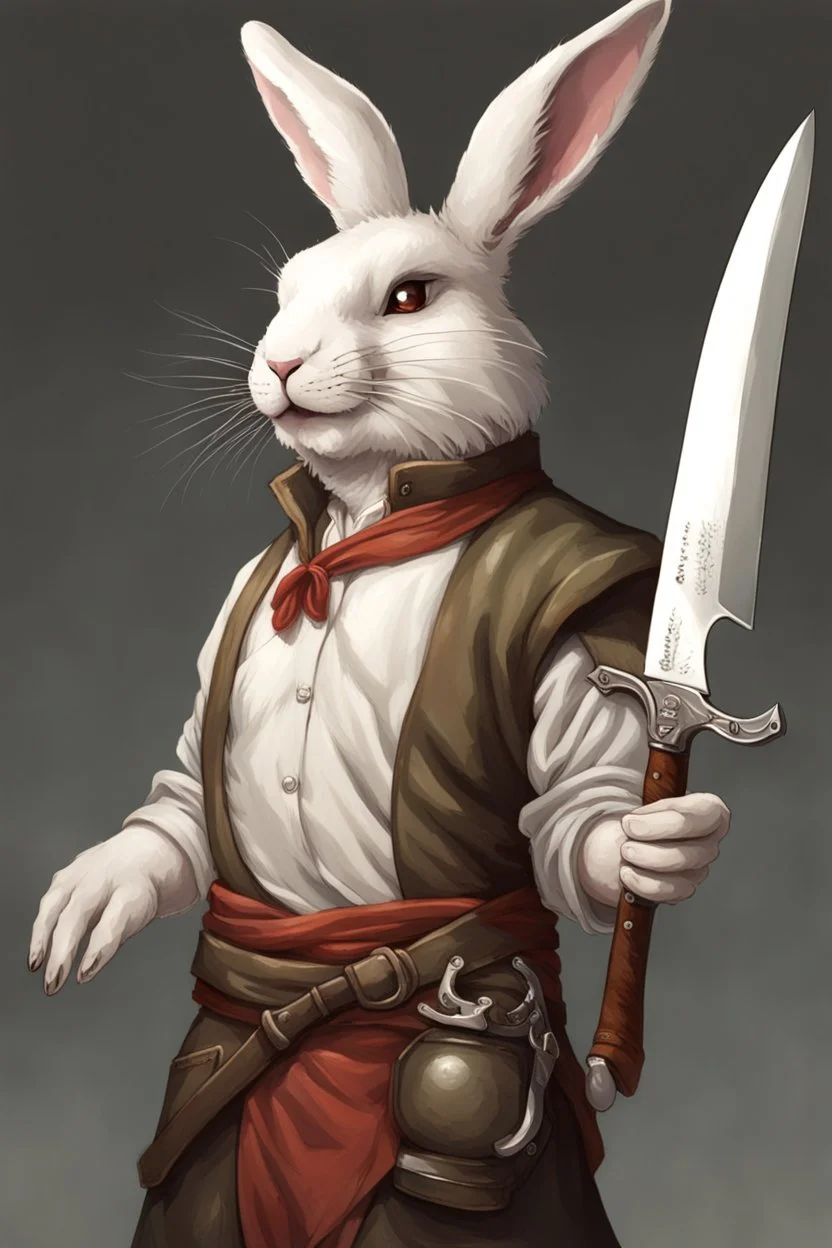 divine bunny with chefs knife dnd realism art adventurer