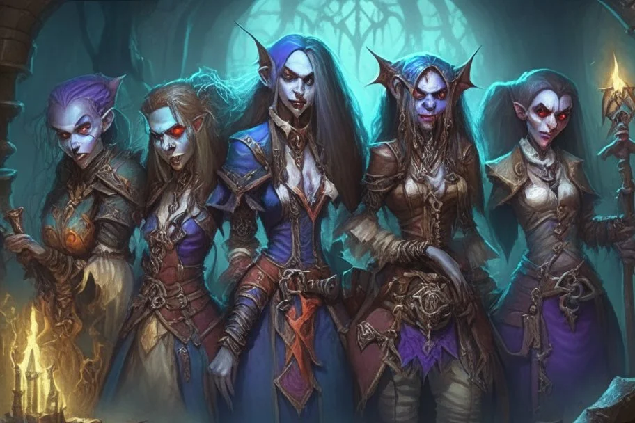 This gang of necromancers and their minions who enchant the toys sold by the Puppet Master. They are led by a powerful trio of sisters who are powerful female elven warlocks devoted to vile liches, imprisoned away during the God Seal