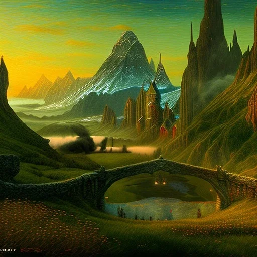 Epic Drawing of mordor scenery of The Hobbit estilo Van Gogh 4k