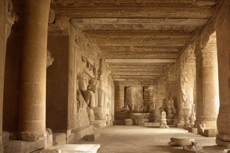 Stone temple interior, venerating fire