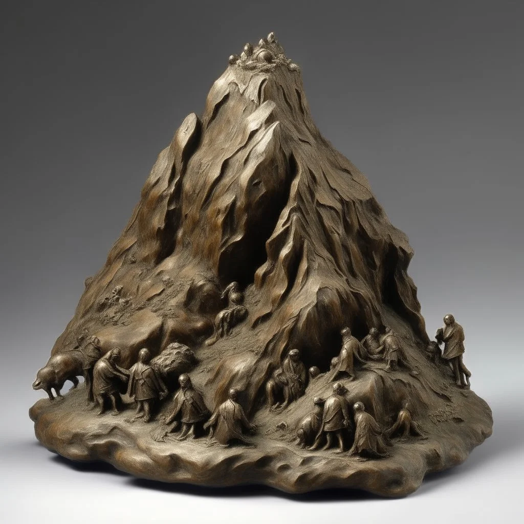 A bronze mountain made out of clay painted by Albrecht Durer