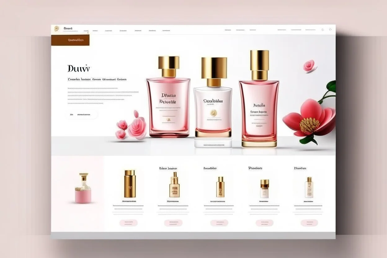 beautiful modern landing page website for perfume shop home page products details ux, ui, ux/ui website –v 4 –stylize 800