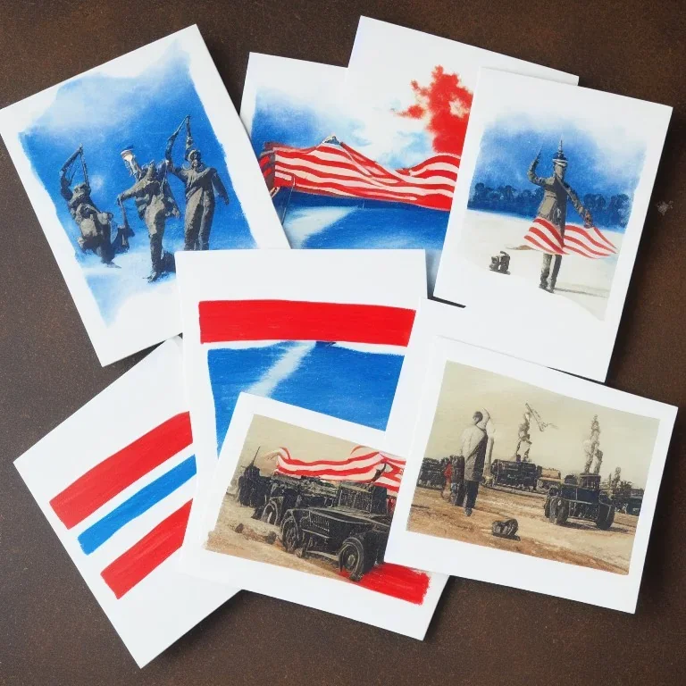 postcards with painted salutes