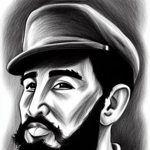 Fidel Castro dibujo anime blanco y negro