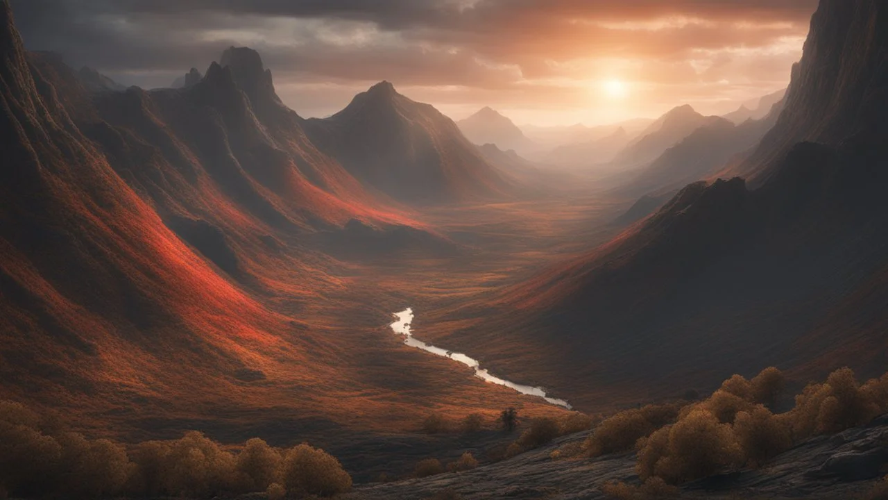 A valley with a crack in the side full of hot magma. dark fantasy concept art, exquisite realism, a masterpiece, dynamic lighting, hyperdetailed, intricately detailed, deep color, Unreal Engine, volumetric lighting , Epic cinematic brilliant stunning intricate meticulously detailed dramatic atmospheric maximal,