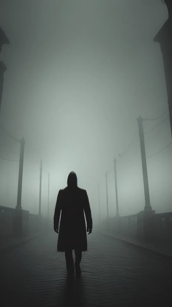 Dark street life creepy fog colours strong texture ombre insensate nightmare 8k artistic Photography volumetric light, Yves Tanguy