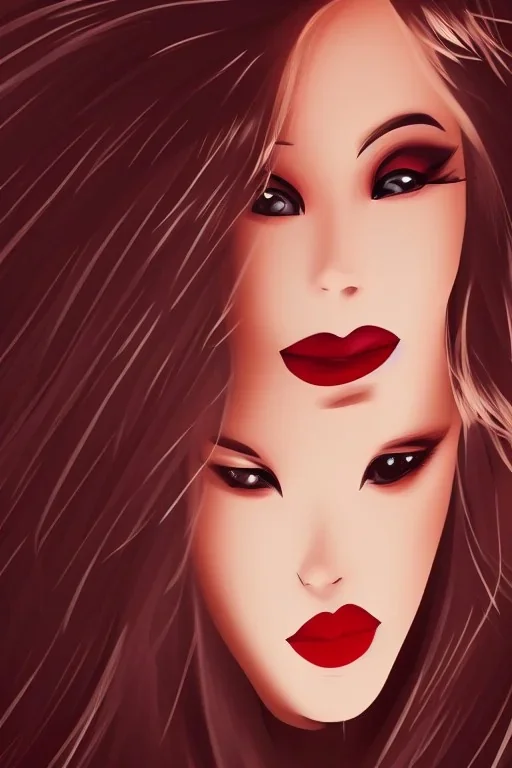 animation women beautiful eyes red lips golden hair asia fox pretty girl sharp eyes