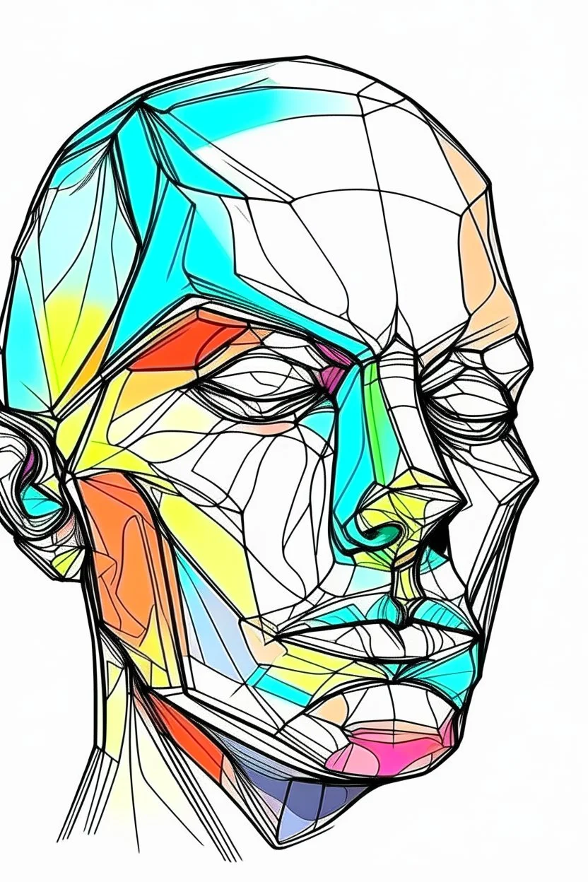 Isometric colored sketched face