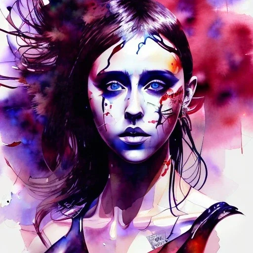 watercolor illustration of singer Danish MØ face by <Yoji Shinkawa>