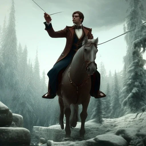 Full body, 3d render, Harry Potter 1800's men style, 1800's hair style, 1800's men clothes style, riding horse, hyper realistic, octane render, unreal engine 5, 8k, palace background, uhd