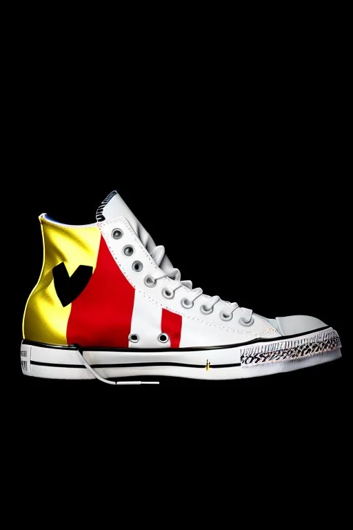 A converse sneaker, covered in Germany flag, black, red and gold colors