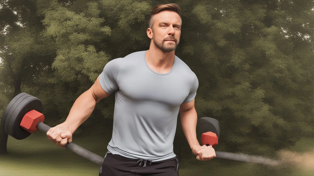 الصورة تُظهِر رجل يقوم بممارسة التمارين الرياضية في الهواء الطلق، حيث يرتدي ملابس رياضية ويمسك بالأوزان. تعكس الصورة التحفيز والتفاني في تحقيق نمط حياة صحي ومتوازن من خلال ممارسة النشاط البدني. تُجسِّد هذه الصورة أهمية الحفاظ على الوزن المثالي وتوجيه الجهود نحو الوقاية من السمنة والسرطان من خلال النشاط البدني اليومي.