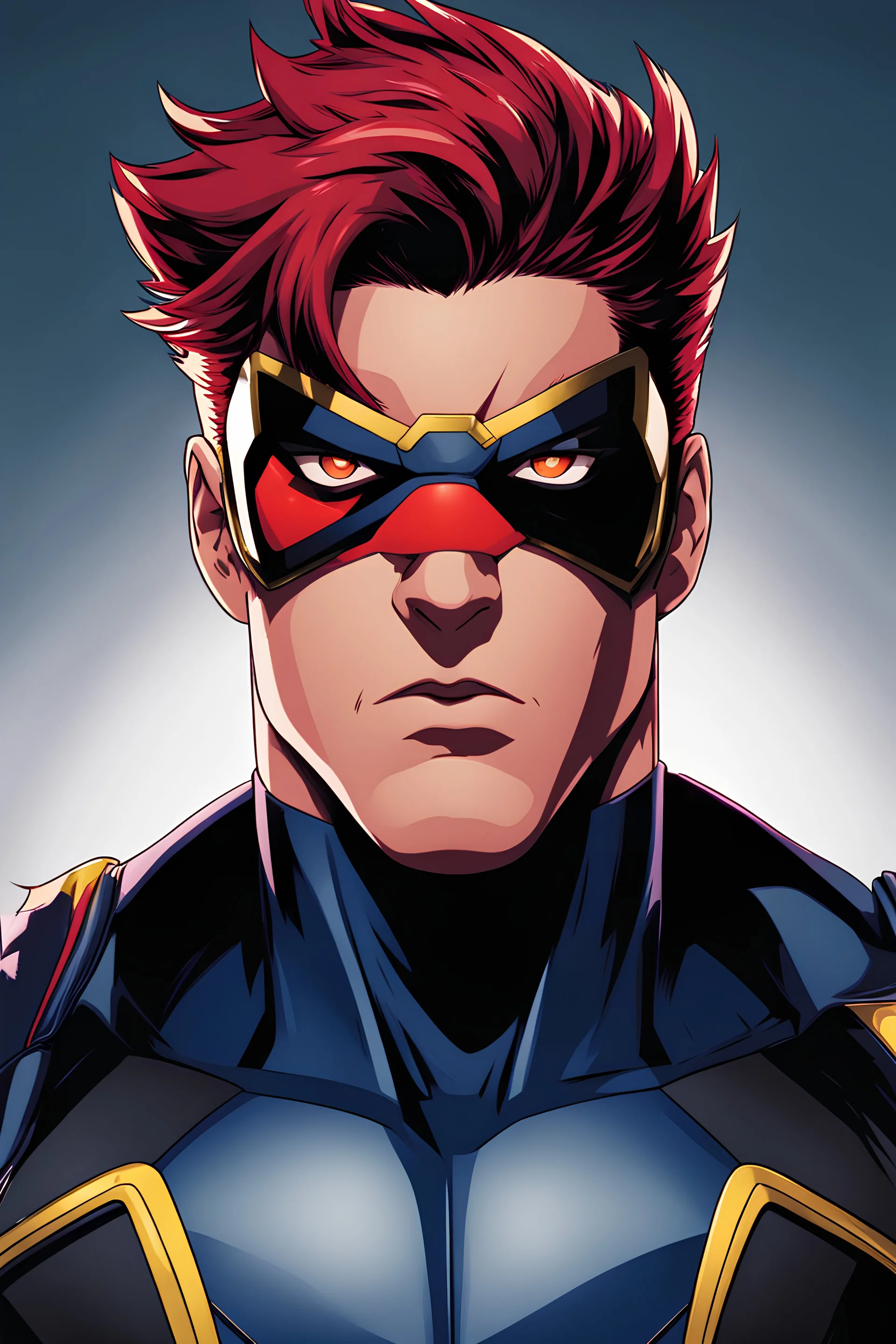 Cyclops from X-Men, My Hero Academia Art Style.