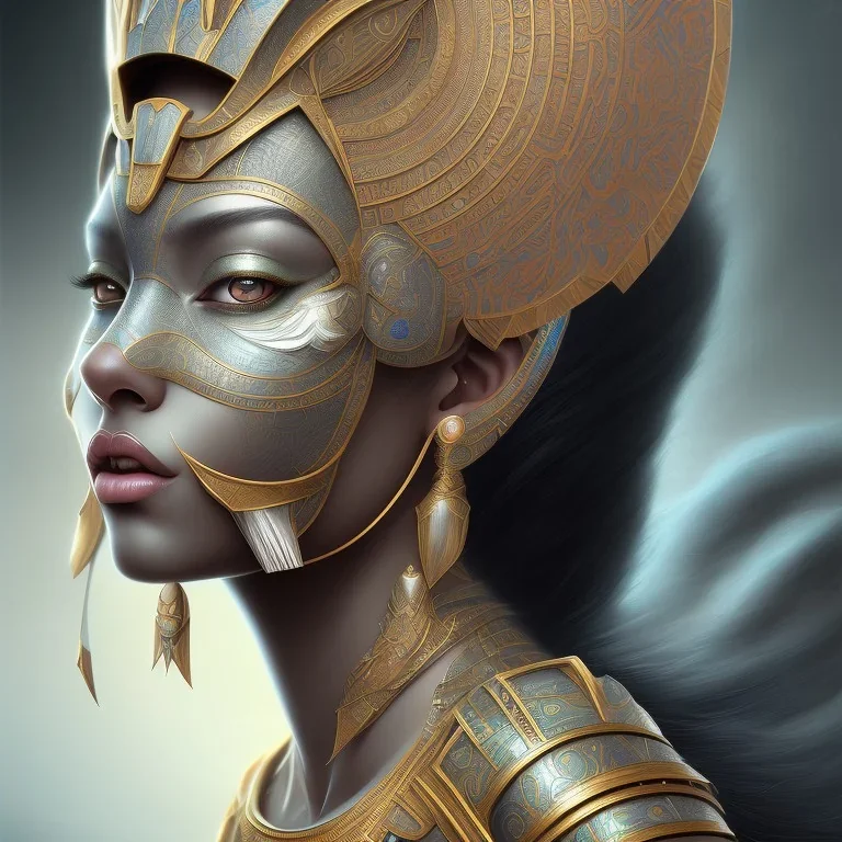 sango fantasy, fantasy magic, intricate, sharp focus, illustration, highly detailed, digital painting, concept art, matte, masterpiece head sexy African beauty black hair space lady silver tiger head Egyptian princess pyramid