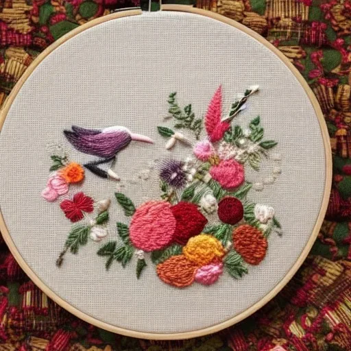 exquisite whimsical picnic in embroidery hoop, intricate, highly detailed, linen and wood backdrop