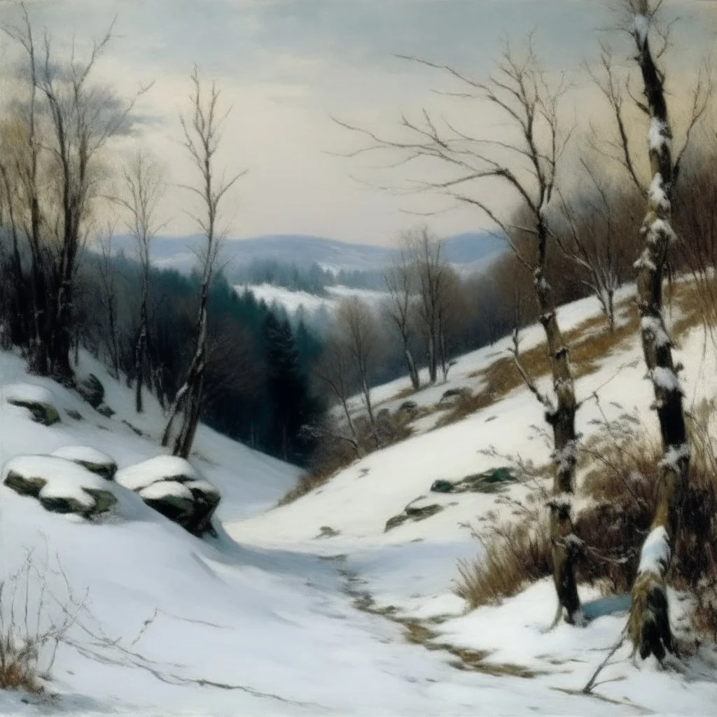 A white winter wonderland painted by Gustave Courbet