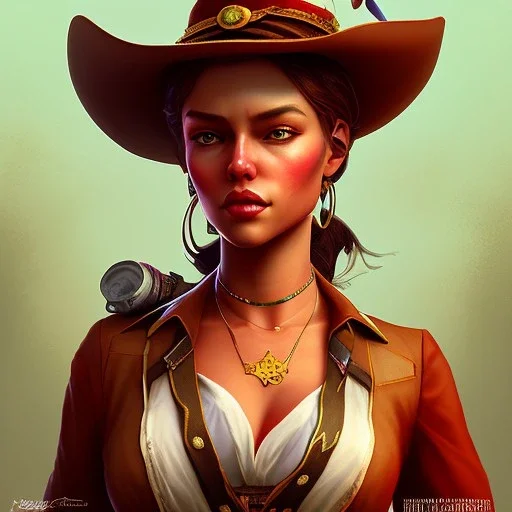 a Portrait of west Can-Can dencer girl character as a red dead redemption game character. style by Brian Kesinger,artgem,tarantino move