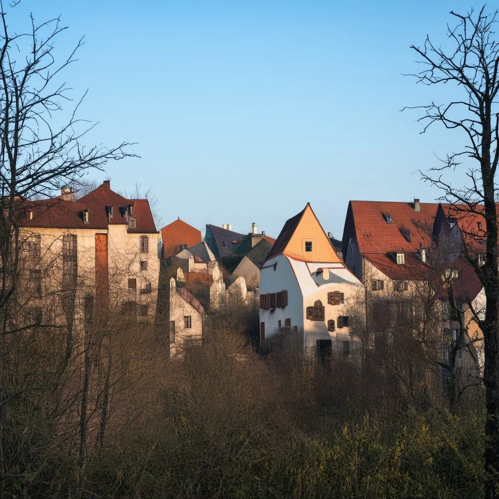 An odd village with absurd shapes, hasselblad h6d400c --ar 85:128 --v 6.0