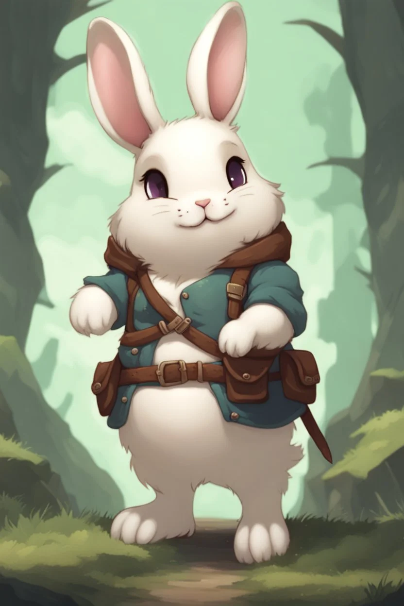 Cute fat bunny floppy ears adventurer dnd art realism