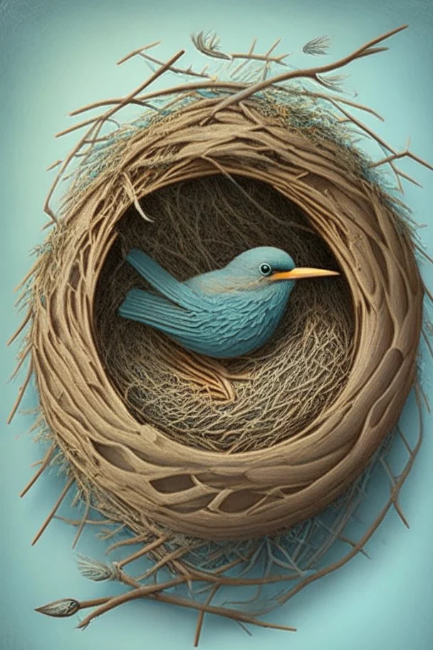 Design a circle with a bird's nest