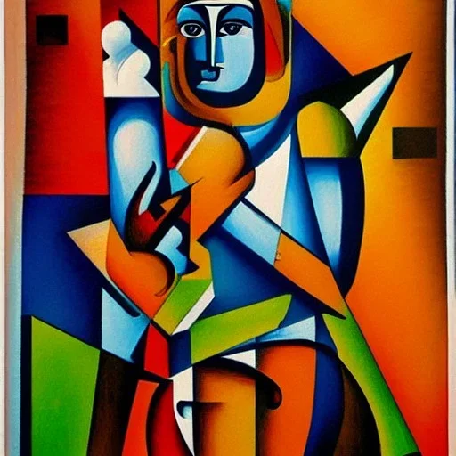 cubist style painting of indian gods