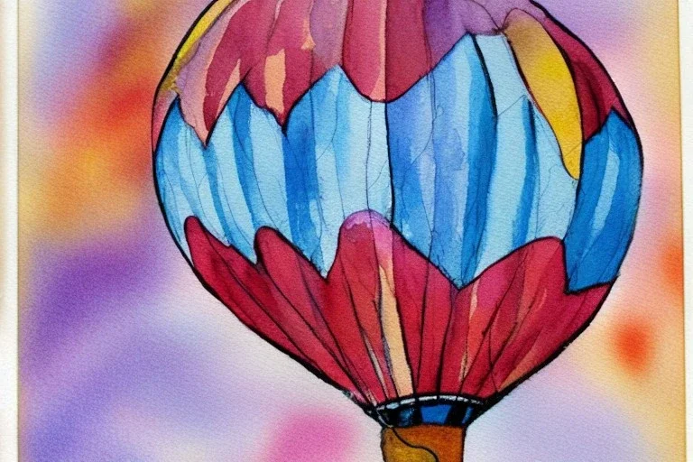 whimsical watercolor of a hot air balloon, postcard