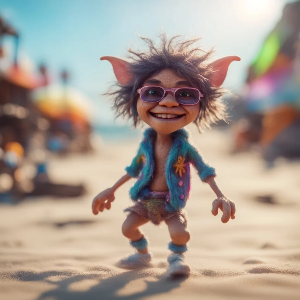 pen outline, hairy pimp groove funk fairy gremlin hippie in running inside big thread mill on beach ,bokeh like f/0.8, tilt-shift lens 8k, high detail, smooth render, down-light, unreal engine