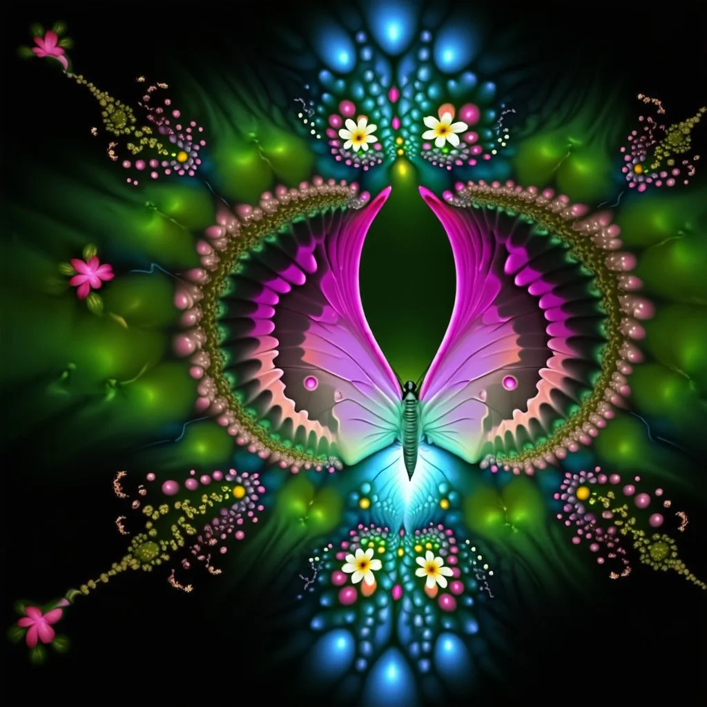 fractals, butterfly, flowers,